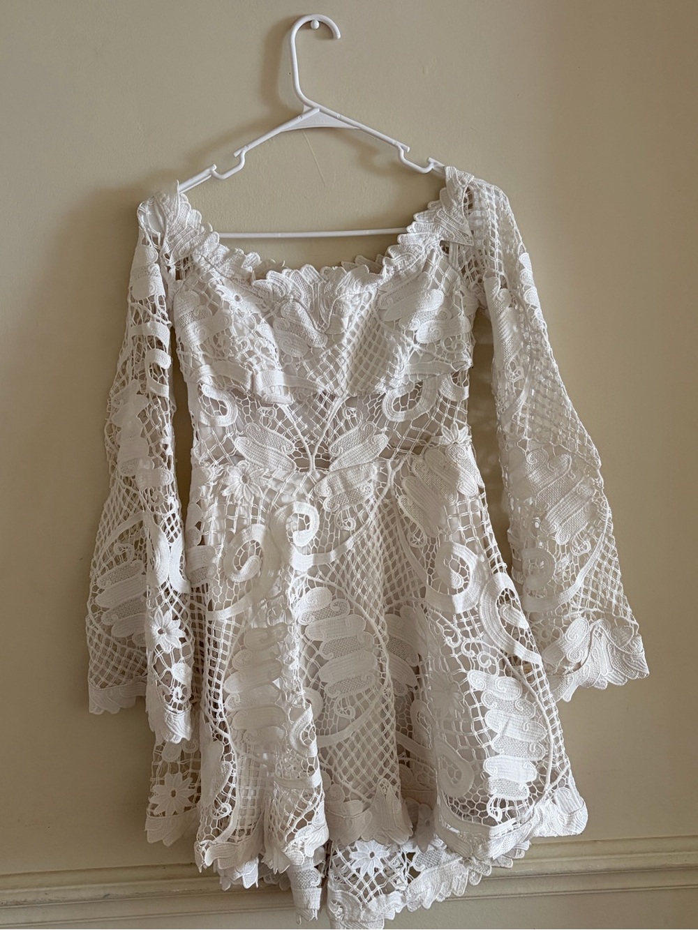 White Lace Off-Shoulder Women’s Dress Fashion Nova
